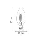 Bec cu LED în formă de lumânare, 24V, 5W, 2700K, E14 (adaptor E27)