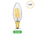 LED Filament Kerze, 24V, 5W, 3000K, E14