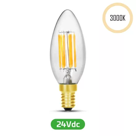 LED Filament Kerze, 24V, 5W, 3000K, E14